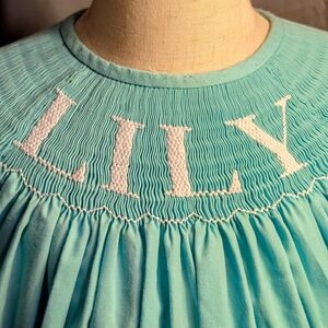 Nola Aqua Kids Dress with Embroidery